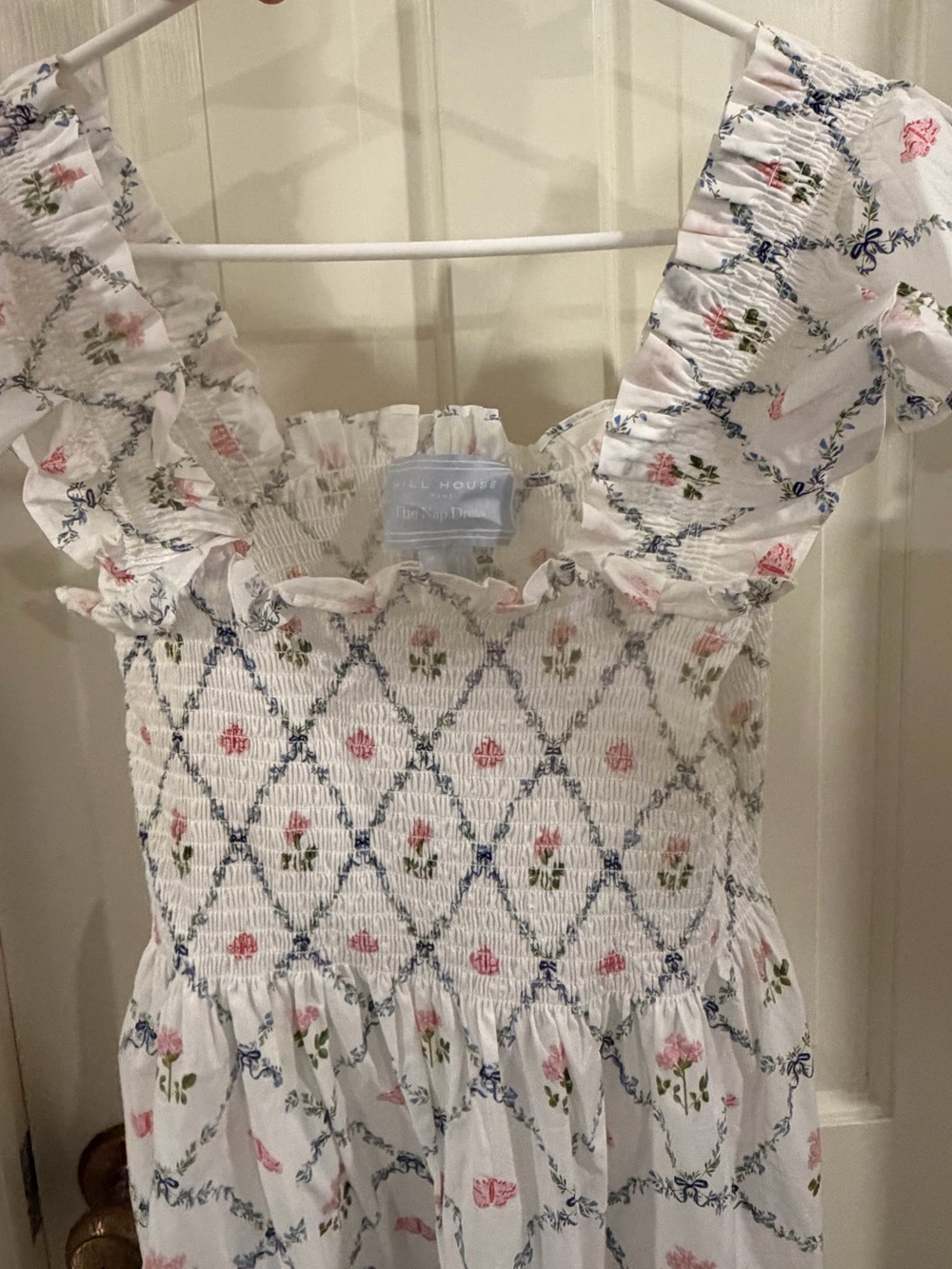 Hill House White Floral Smocked Ruffle Dress